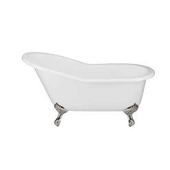 Adela 62 Inch Cast Iron Slipper Clawfoot Tub - Flat Rim - Rim Faucet Drillings -Bathroom Shop lg60slf7wsic front 2 1