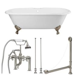 Cambridge Cast Iron Double Ended Clawfoot Tub Package - Rim Faucet Drillings 8 Cambridge Cast Iron Double Ended Clawfoot Tub Package - Rim Faucet Drillings -Bathroom Shop lg66de7wdibn 4