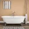 Cambridge 66 Inch Cast Iron Double Ended Clawfoot Tub Package - White / Chrome Feet & Fixtures