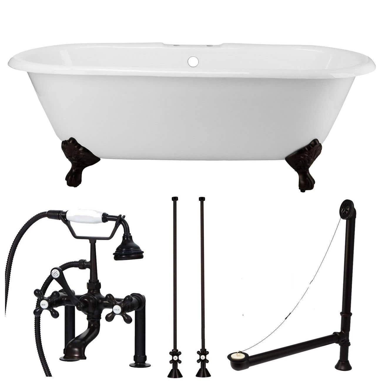 Cambridge Cast Iron Double Ended Clawfoot Tub Package - Rim Faucet Drillings 6 Cambridge Cast Iron Double Ended Clawfoot Tub Package - Rim Faucet Drillings - Image 6