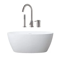 Luna Matte White Acrylic Double Ended Freestanding Tub Package