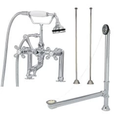 Amelia 71 Inch Acrylic Double Ended Pedestal Tub Package - White / Chrome Fixtures -Bathroom Shop packagenoshut