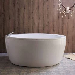 Pamela Acrylic 68 Inch Freestanding Round Bathtub - White