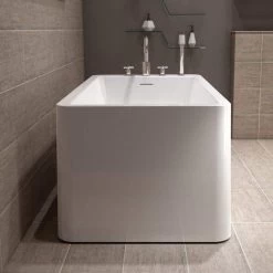 Purescape 56 Inch Acrylic Freestanding Double Ended Bathtub - White -Bathroom Shop ps327b 06