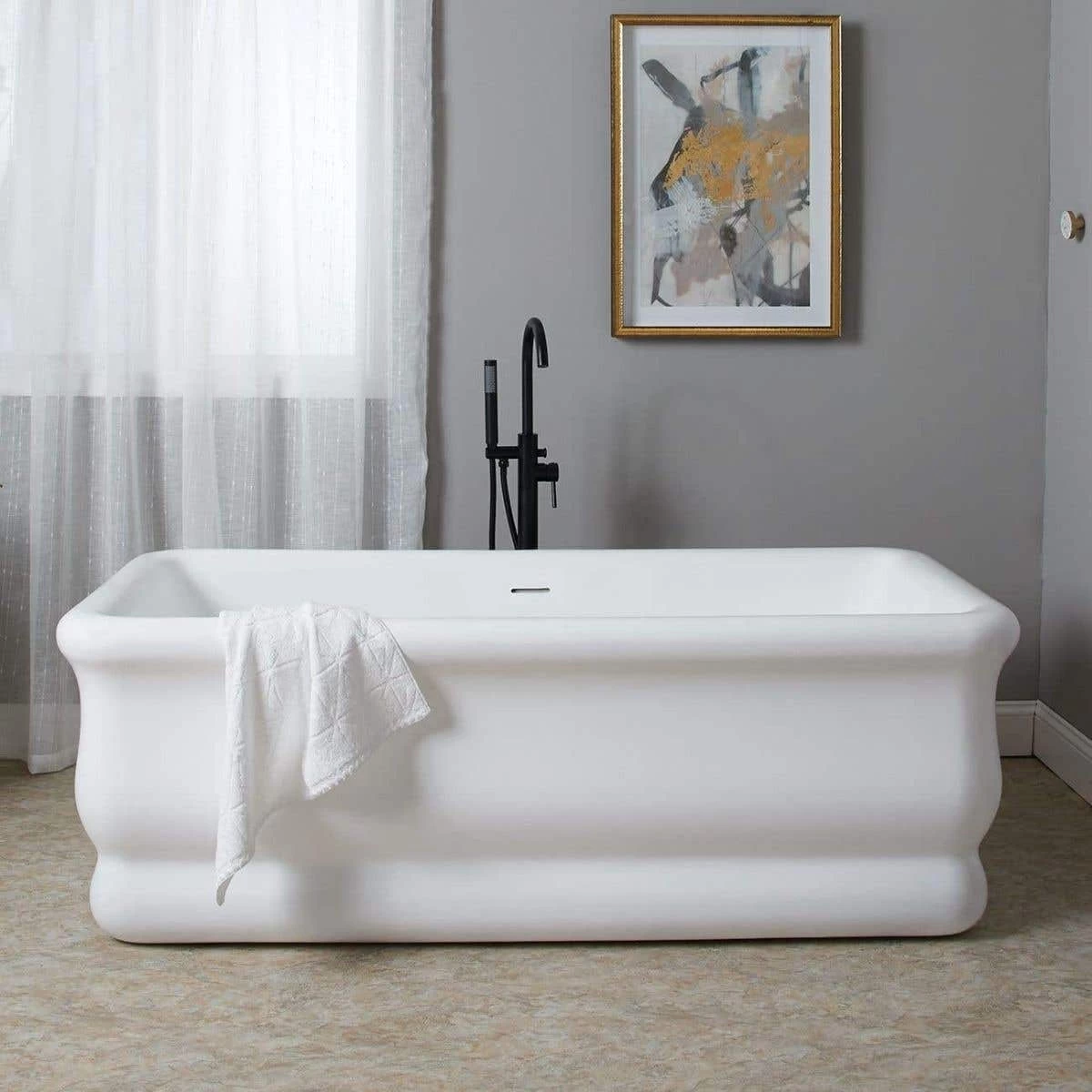 Brighton 67 Inch Matte White Acrylic Double Ended Freestanding Tub 1 Brighton 67 Inch Matte White Acrylic Double Ended Freestanding Tub