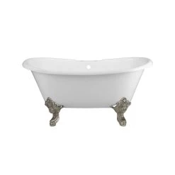 Monarch Cast Iron Double Slipper Clawfoot Tub - Rim Faucet Drillings - Monarch Feet -Bathroom Shop rm59ds7 mbn front 1 1 4
