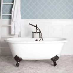 Kensington Cast Iron Double Ended Clawfoot Tub - Rim Faucet Drillings