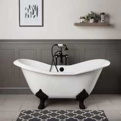 Grace Cast Iron Double Slipper Tub - No Faucet Drillings -Bathroom Shop rm61ds0w sbrx6zd48rkgw0hq