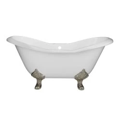 Grace Cast Iron Double Slipper Tub - Rim Faucet Drillings - Lion Paw Feet 28 Grace Cast Iron Double Slipper Tub - Rim Faucet Drillings - Lion Paw Feet -Bathroom Shop rm61ds7lpbn front 1 2 oyv9av0yectfd7de