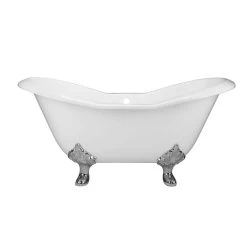 Grace Cast Iron Double Slipper Tub - Rim Faucet Drillings - Lion Paw Feet 20 Grace Cast Iron Double Slipper Tub - Rim Faucet Drillings - Lion Paw Feet -Bathroom Shop rm61ds7lpc front 2 2