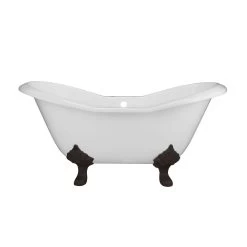 Grace Cast Iron Double Slipper Tub - Rim Faucet Drillings - Lion Paw Feet 22 Grace Cast Iron Double Slipper Tub - Rim Faucet Drillings - Lion Paw Feet -Bathroom Shop rm61ds7lporb front 3 2