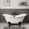 Grace Cast Iron Double Slipper Tub - Rim Faucet Drillings - Lion Paw Feet