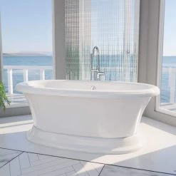 Everett Acrylic Double Ended Freestanding Tub - Made In USA -Bathroom Shop rm66de0acwh life angle2