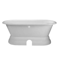 Laurent 60 Inch Cast Iron Double Ended Pedestal Tub Package - White / Chrome Fixtures -Bathroom Shop rm66de0ped 5 3