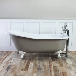 Mila Cast Iron Slipper Clawfoot Tub - Rim Faucet Drillings