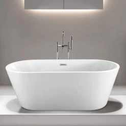 Milly 63 Inch Acrylic Double Ended Freestanding Tub - No Faucet Drillings