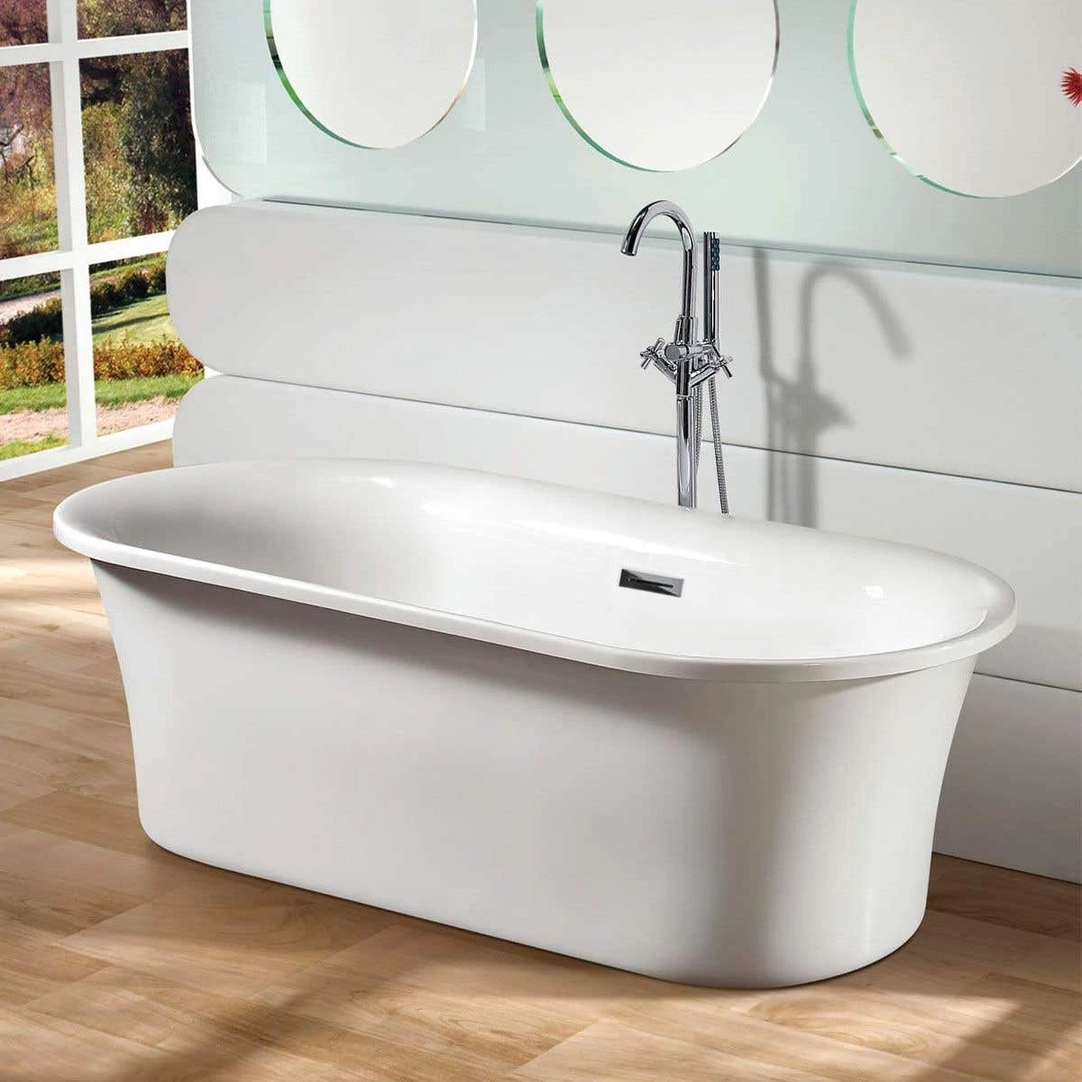 Liam 69 Inch Acrylic Double Ended Freestanding Tub - No Faucet Drillings 1 Liam 69 Inch Acrylic Double Ended Freestanding Tub - No Faucet Drillings
