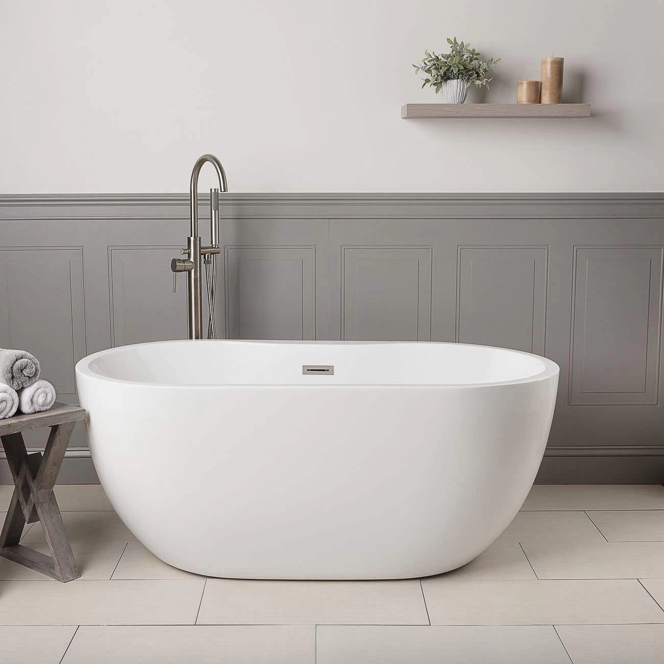 Hudson Acrylic Double Ended Freestanding Tub - No Faucet Drillings