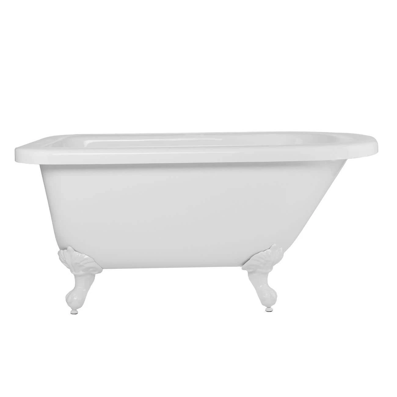 Savanna 54 Inch Acrylic Classic Rolltop Clawfoot Tub Package - White / White Feet & Chrome Fixtures 3 Savanna 54 Inch Acrylic Classic Rolltop Clawfoot Tub Package - White / White Feet & Chrome Fixtures - Image 3