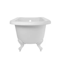 Savanna 54 Inch Acrylic Classic Rolltop Clawfoot Tub Package - White / White Feet & Chrome Fixtures 9 Savanna 54 Inch Acrylic Classic Rolltop Clawfoot Tub Package - White / White Feet & Chrome Fixtures -Bathroom Shop rma54rt7wrbw side 3