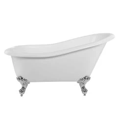 Aurora Acrylic Slipper Clawfoot Tub - Rim Faucet Drillings - Imperial Ball & Claw Feet -Bathroom Shop rma57sl7wsic 1