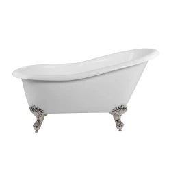 Aurora Acrylic Slipper Clawfoot Tub - Rim Faucet Drillings - Imperial Ball & Claw Feet -Bathroom Shop rma57sl7wsipn 1
