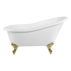 Aurora Acrylic Slipper Clawfoot Tub - Rim Faucet Drillings - Imperial Ball & Claw Feet -Bathroom Shop rma57sl7wsis 1