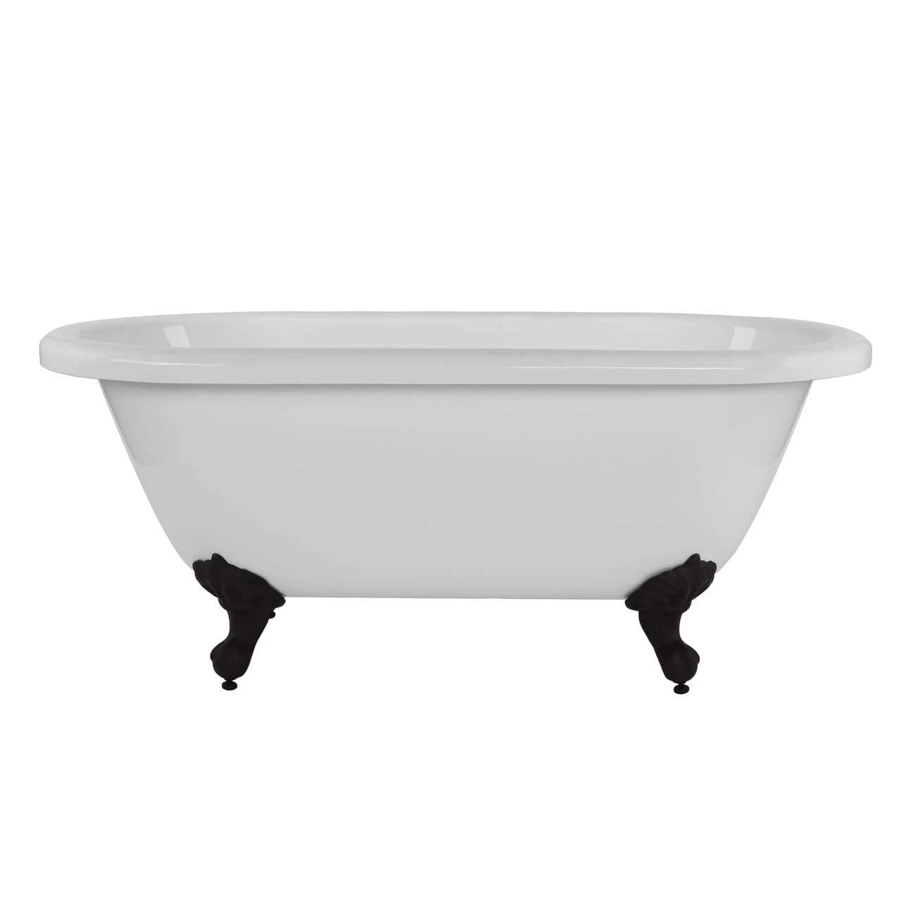Windsor Acrylic Double Ended Clawfoot Tub - Continuous Roll Rim - No Faucet Drillings - Ball & Claw Feet 3 Windsor Acrylic Double Ended Clawfoot Tub - Continuous Roll Rim - No Faucet Drillings - Ball & Claw Feet - Image 3