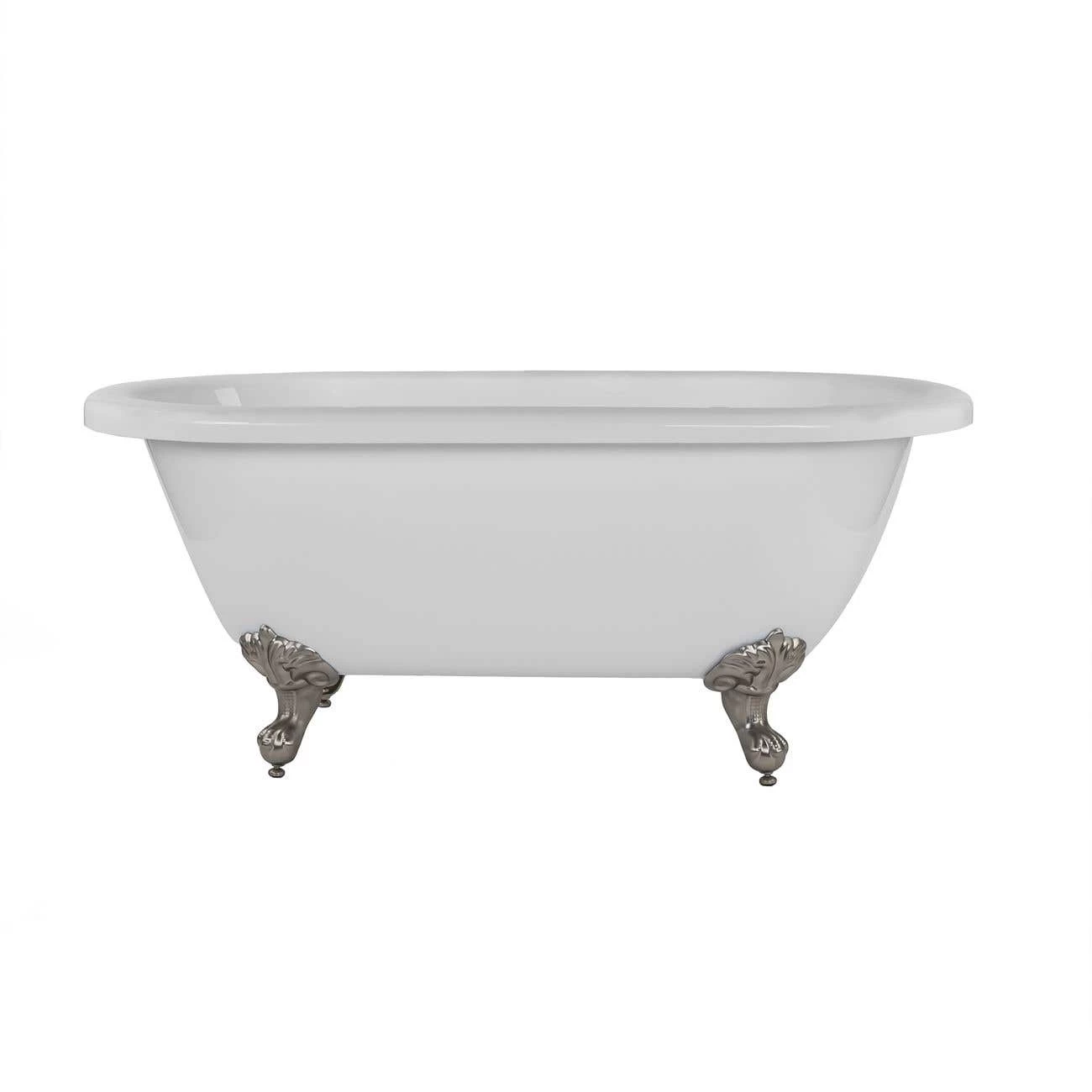 Windsor Acrylic Double Ended Clawfoot Tub - Continuous Roll Rim - No Faucet Drillings - Ball & Claw Feet 2 Windsor Acrylic Double Ended Clawfoot Tub - Continuous Roll Rim - No Faucet Drillings - Ball & Claw Feet - Image 2