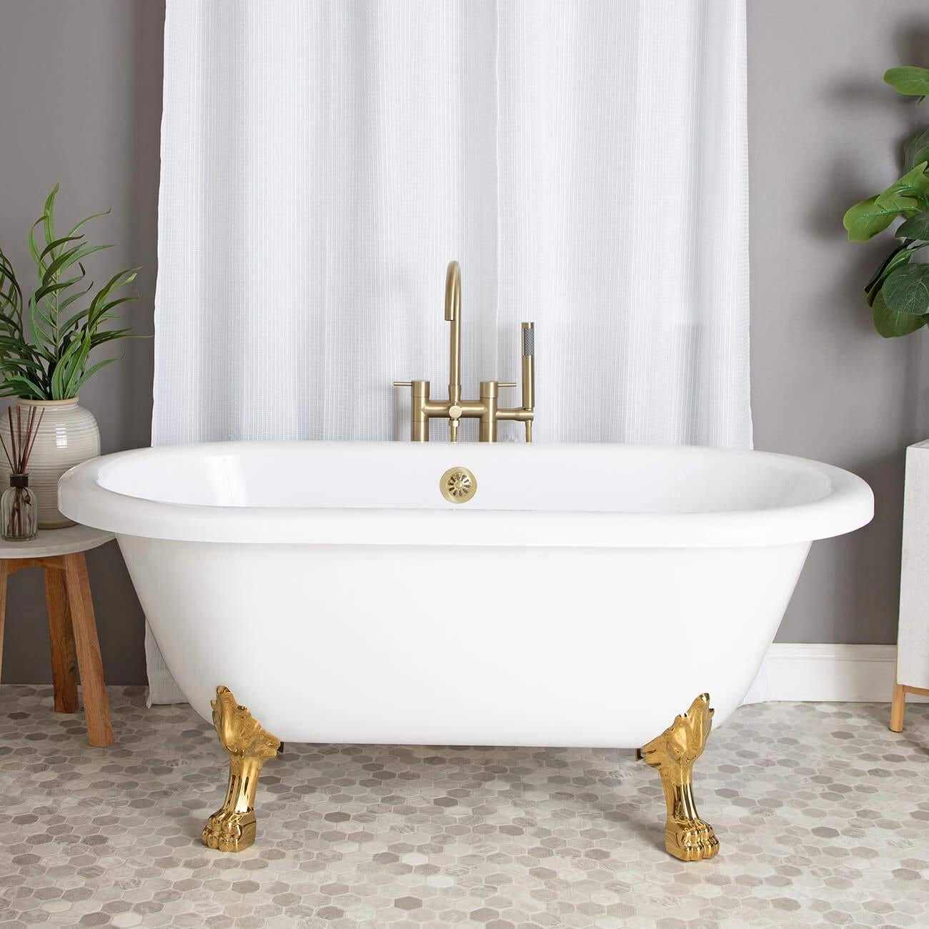 Juniper Acrylic Double Ended Clawfoot Tub - No Faucet Drillings - Lion Paw Feet 1 Juniper Acrylic Double Ended Clawfoot Tub - No Faucet Drillings - Lion Paw Feet