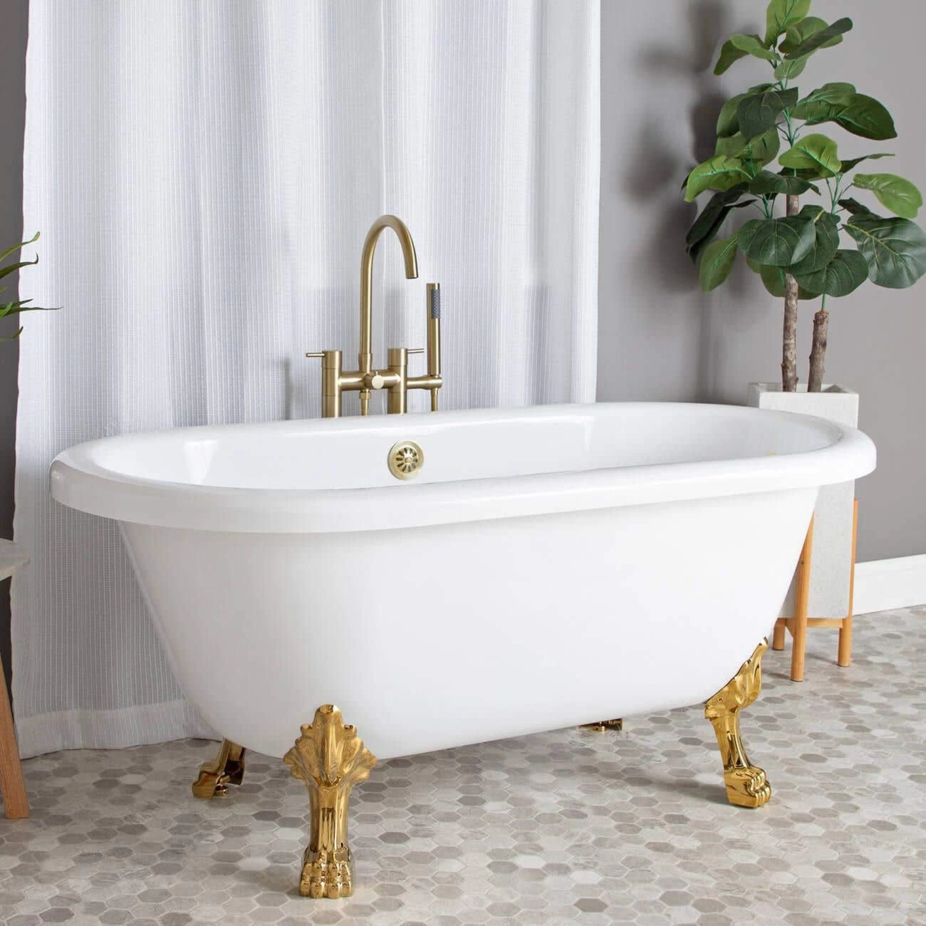 Juniper Acrylic Double Ended Clawfoot Tub - No Faucet Drillings - Lion Paw Feet 2 Juniper Acrylic Double Ended Clawfoot Tub - No Faucet Drillings - Lion Paw Feet - Image 2