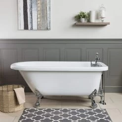 Stratford 60 Inch Acrylic Classic Clawfoot Tub - Wall Faucet Drillings - Lion Paw Feet