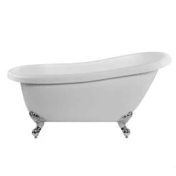 Bristol 62 Inch Acrylic Slipper Tub And Shower Package - White / Chrome Feet & Fixtures -Bathroom Shop rma62sl0wsic front 2 4