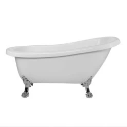 Charleston Acrylic Slipper Clawfoot Tub - Rim Faucet Drillings - Lion Paw Feet -Bathroom Shop rma62sl7wlpc front 2 2 2 2