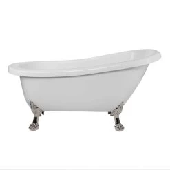 Charleston Acrylic Slipper Clawfoot Tub - Rim Faucet Drillings - Lion Paw Feet -Bathroom Shop rma62sl7wlppn front 2 2
