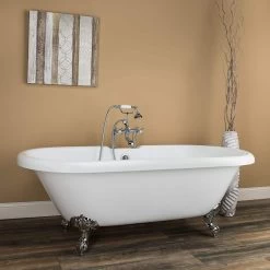 Halifax 70 Inch Acrylic Double Ended Clawfoot Tub - Rim Faucet Drillings - Imperial Ball & Claw Feet