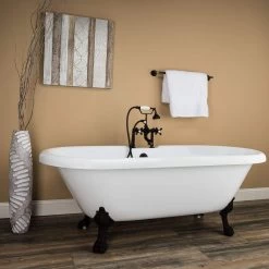 Oakmont 70 Inch Acrylic Double Ended Clawfoot Tub - Rim Faucet Drillings - Lion Paw Feet