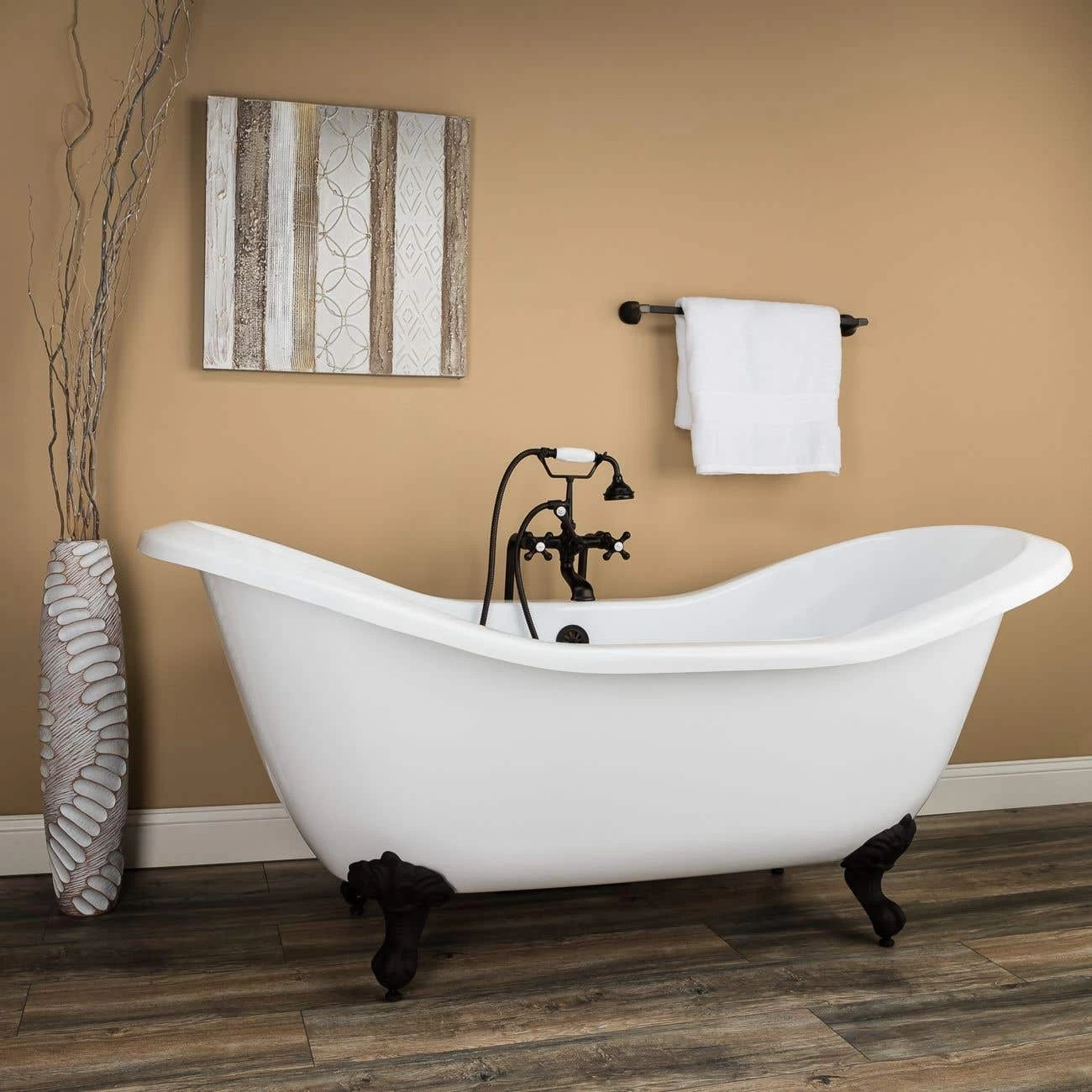 Serenity 72 Inch Acrylic Double Slipper Clawfoot Tub - No Faucet Drillings - Imperial Ball & Claw Feet 2 Serenity 72 Inch Acrylic Double Slipper Clawfoot Tub - No Faucet Drillings - Imperial Ball & Claw Feet - Image 2