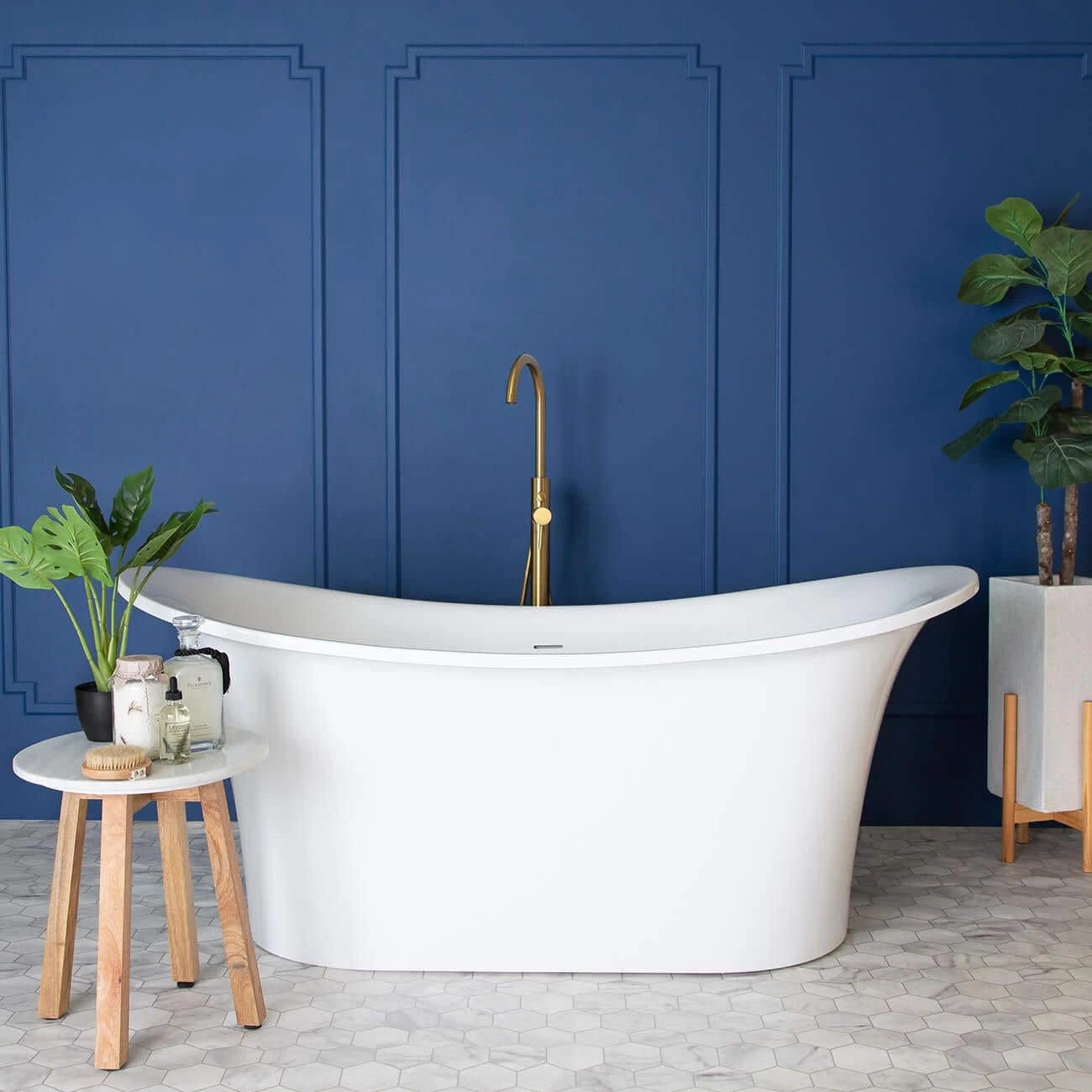 Campbell Acrylic Double Slipper Freestanding Tub - No Faucet Drillings 1 Campbell Acrylic Double Slipper Freestanding Tub - No Faucet Drillings