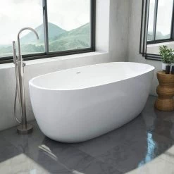 Zoey 67 Inch Acrylic Double Ended Freestanding Tub Package - No Faucet Drillings -Bathroom Shop rmbp24 bundle rs425 polishednickel mfohnyyeb3xnmbow