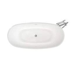 Zoey Acrylic Double Ended Freestanding Tub Package - No Faucet Drillings - White / Chrome Fixtures -Bathroom Shop rmbp24 tub bundle chrome shot03 akltcroxjbg8z0cp