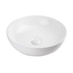 Minimalist Collection Ceramic Round Vessel Bathroom Sink -Bathroom Shop rmc 118 wh wh angle drain