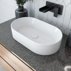 Minimalist Collection Ceramic Oblong Vessel Bathroom Sink