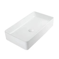 Minimalist Collection Large Ceramic Rectangular Vessel Bathroom Sink -Bathroom Shop rmc 632 wh wh angle drain