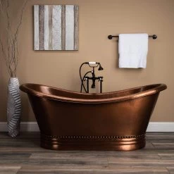 Duncan 66 Inch Copper Freestanding Double Slipper Bathtub - Medium Copper -Bathroom Shop rmc1 m