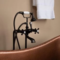 Duncan 66 Inch Copper Freestanding Double Slipper Bathtub - Medium Copper -Bathroom Shop rmc1 m closeup