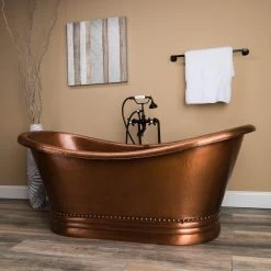 Duncan 66 Inch Copper Freestanding Double Slipper Bathtub - Medium Copper -Bathroom Shop rmc1 m life