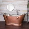 Juan 71 Inch Copper Freestanding Double Slipper Bathtub - Brown Copper / Satin Nickel