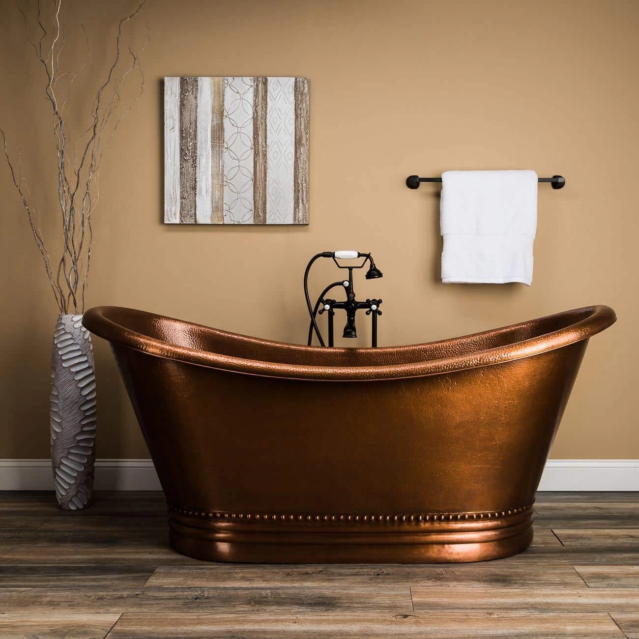 Harlow 71 Inch Copper Freestanding Double Slipper Bathtub - Medium Copper 2 Harlow 71 Inch Copper Freestanding Double Slipper Bathtub - Medium Copper - Image 2