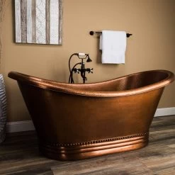 Harlow 71 Inch Copper Freestanding Double Slipper Bathtub - Medium Copper 11 Harlow 71 Inch Copper Freestanding Double Slipper Bathtub - Medium Copper -Bathroom Shop rmc2 m angle
